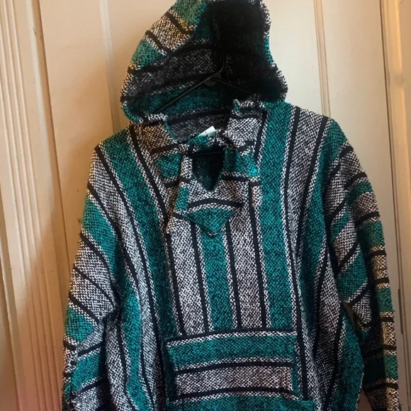 Men's Teal and Black Striped hoodie NWOT - Picture 1 of 3